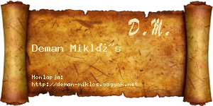 Deman Miklós névjegykártya